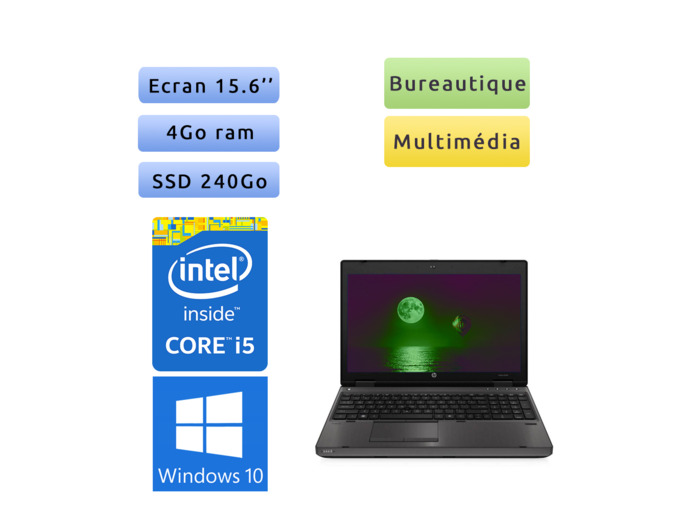 PC portable HP Windows 10 - i5 4GB 240GB SSD 15.6" - Ordinateur