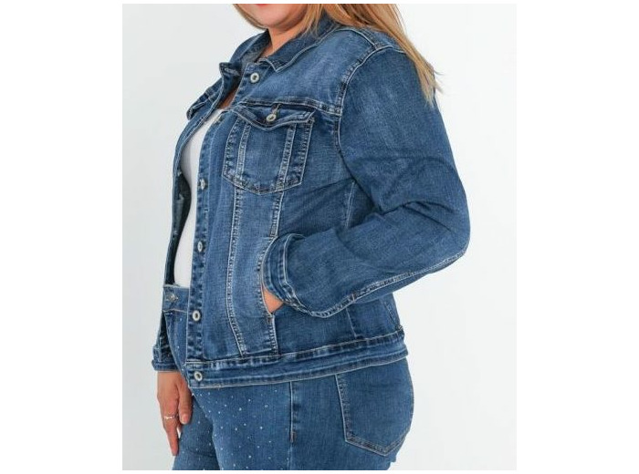 MY TINA'S VESTE EN JEAN GRANDE TAILLE