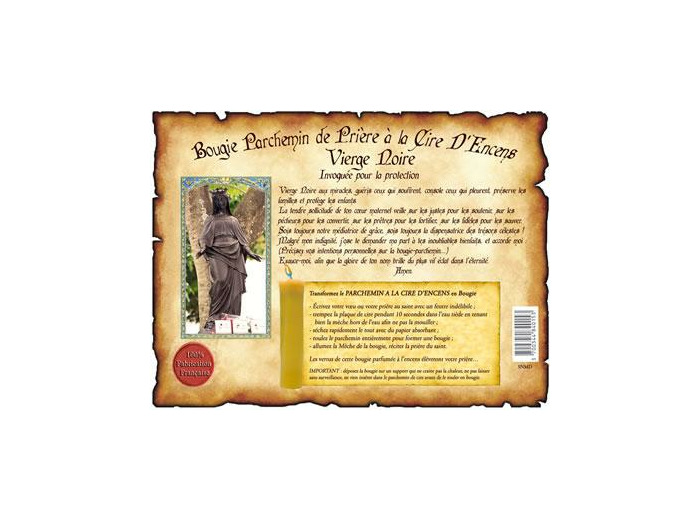 Bougie parchemin de cire à l'encens Vierge noire