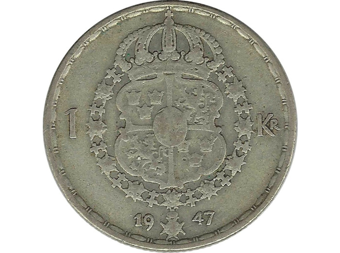 SUEDE 1 KRONA 1947 TS TB+ N2