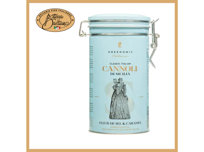 Boite Métal Cannoli Fleur de Sel et Carmel 200g