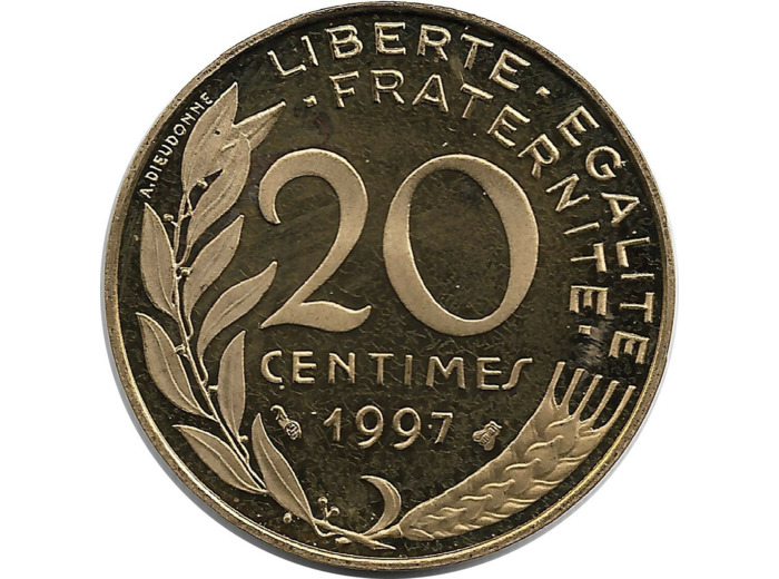 FRANCE 20 CENTIMES LAGRIFFOUL 1997 BE