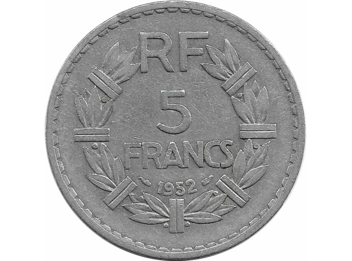FRANCE 5 FRANCS LAVRILLIER Aluminium 1952 TB+