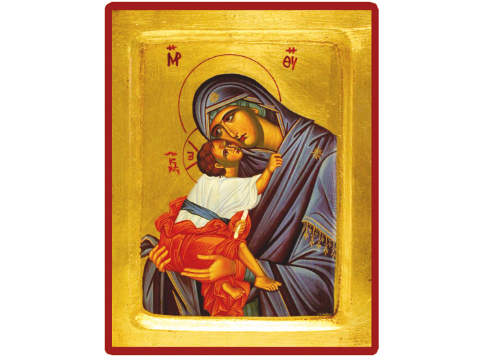 Icône dorée incurvée 24*30cm - VIERGE DE TENDRESSE BLEU