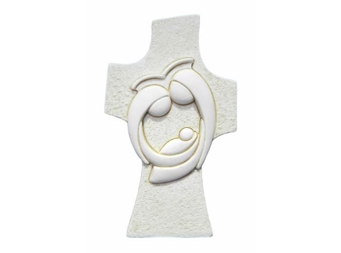 Croix résine à poser ivoire 9x5,5cm- SAINTE FAMILLE