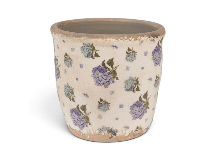 Pot de fleurs intérieur céramique beige bleu 13x12x12cm