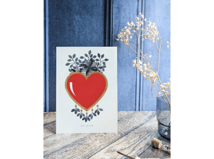 Affiche "Love Vitæ" Cœur sacré rouge et gris