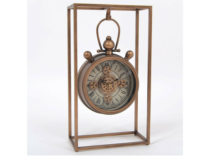 Horloge Factory suspendu bois métal 28x14x51cm