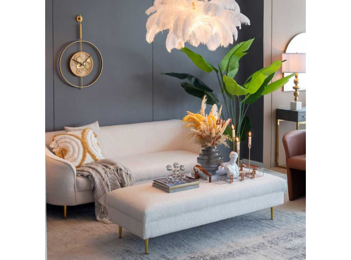 Ensemble canapé et repose pied bouclette