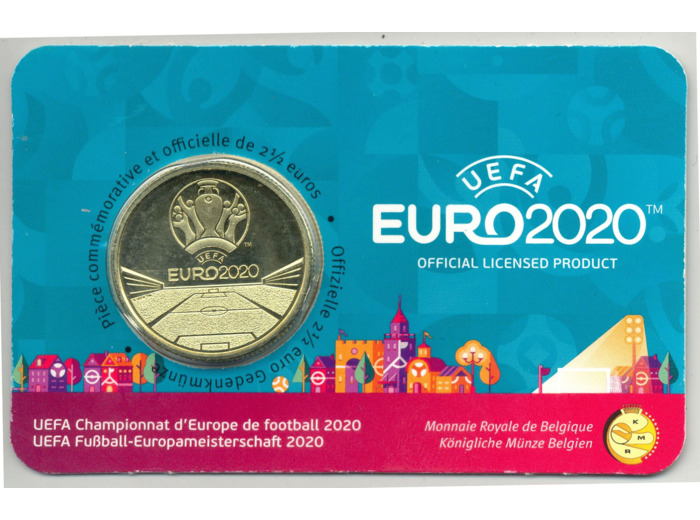 BELGIQUE 2021 2.50 EURO FOOT EURO 2020 VERSION FRANCAISE COINCARD