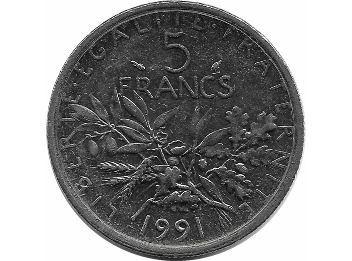 FRANCE 5 FRANCS ROTY 1991 TTB+