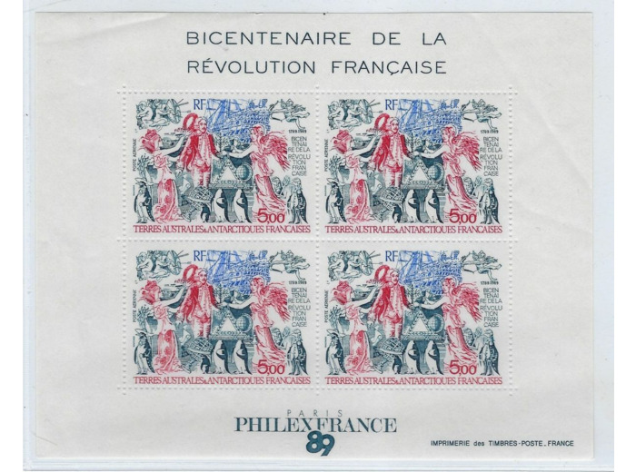 BLOC 4 TIMBRES TAAF 1989 YVERT 1 NEUF