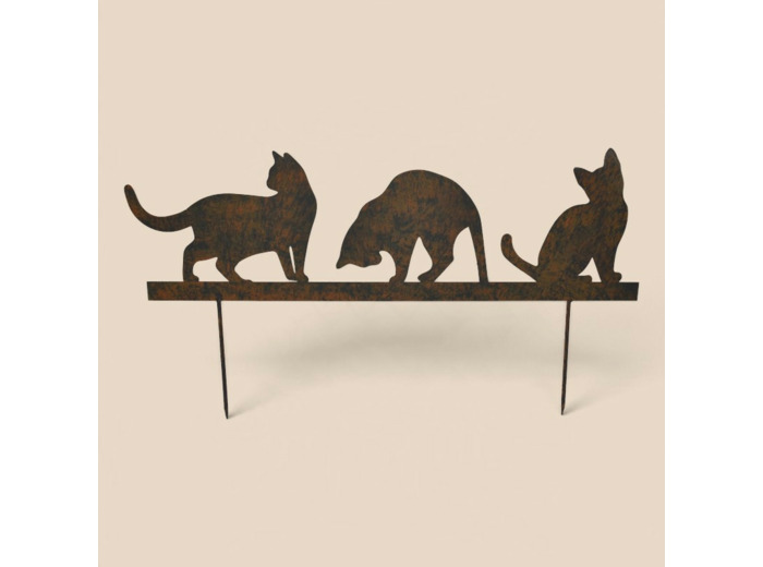 Silhouette déco jardin Chats 60x19cm
