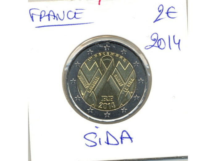 FRANCE 2014 2 EURO COMMEMORATIVE SIDA SIDACTION