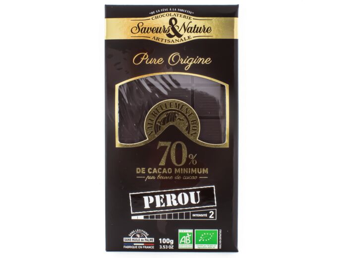 Chocolat Noir 70% Origine Pérou Bio 80g