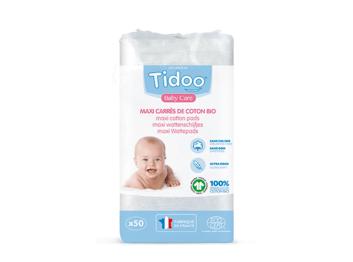 Carrés Ultra Doux de Coton Bio pour Bébé - 80 unités