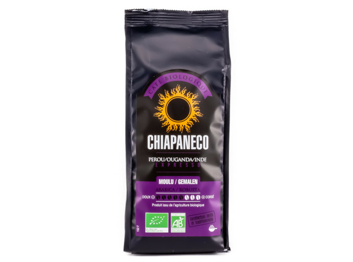 Café Moulu Pérou Ouganda Inde Intensité 5/8 Bio 250g