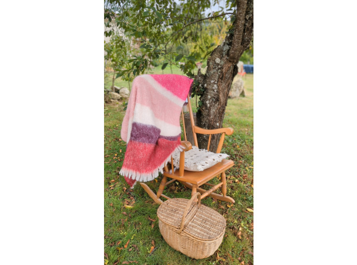 Plaid DOUCEUR - Rayures rose