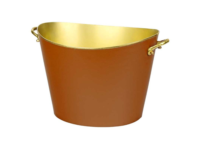 Grand refroidisseur à vin en cuir 37x26x24cm