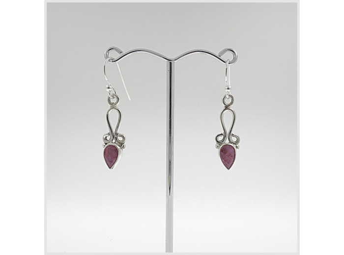 Boucles d'oreilles Rubis et Argent Massif