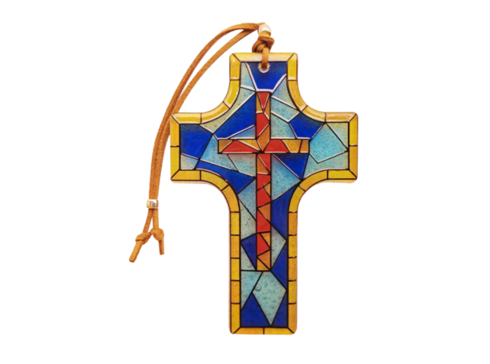 Croix en verre 8x12cm- VITRAIL CROIX