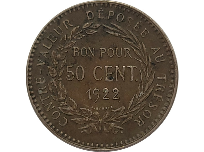 MARTINIQUE 50 CENT 1922 TTB (Lec 8)