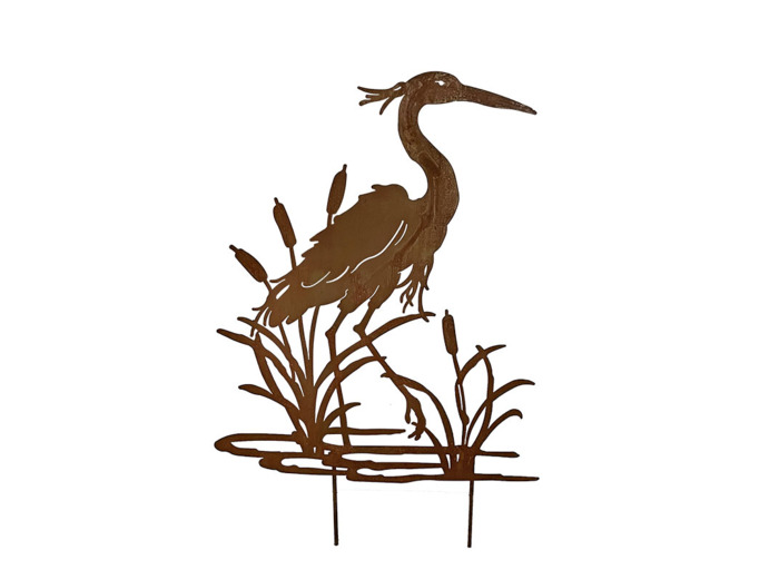 Silhouette déco jardin héron 75x1x112cm
