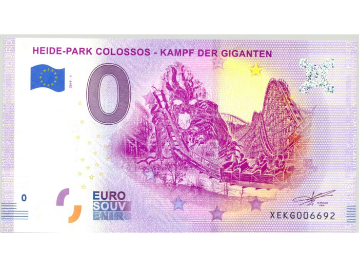 ALLEMAGNE 2019-1 HEIDE-PARK COLOSSOS BILLET SOUVENIR 0 EURO TOURISTIQUE  NEUF