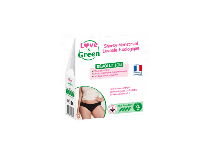 Shorty Menstruel Lavable Ecologique Taille 44 Flux abondant