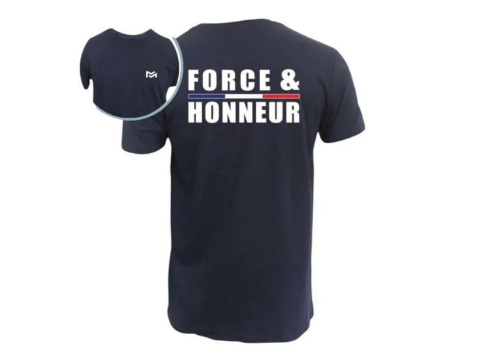 T-shirt Force & Honneur bleu marine | Coton premium TM Outdoor