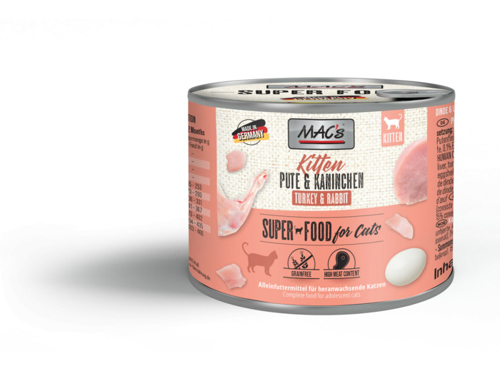 Pâtée dinde / lapin pour chaton (sans céréales) - 200gr