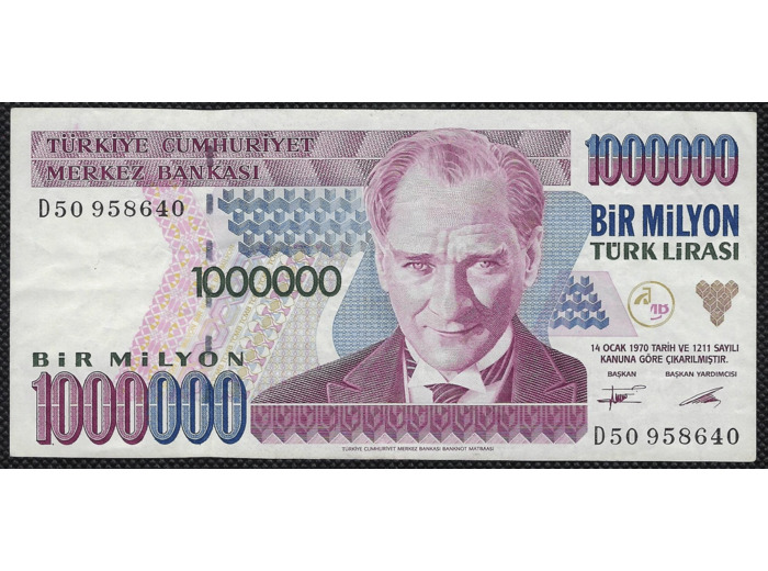 TURQUIE 1000000 LIRA L.1970 (1995) Série D50 TTB+ (W209)