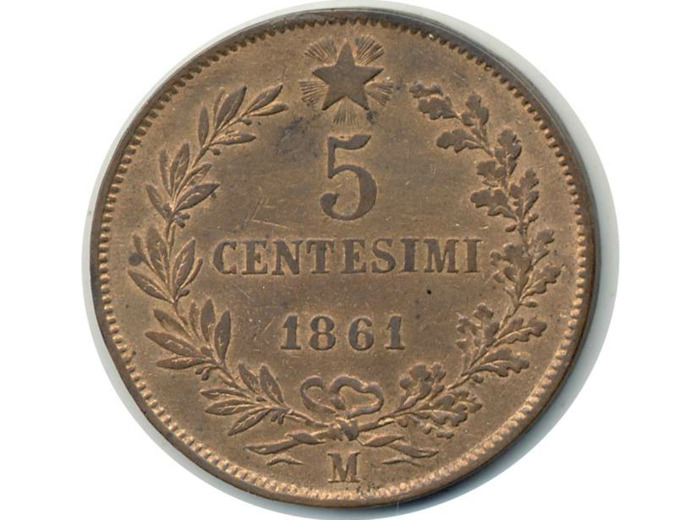 ITALIE 5 CENTESIMI 1861 M VITTORIO EMANUELE II SUP (W3.2)