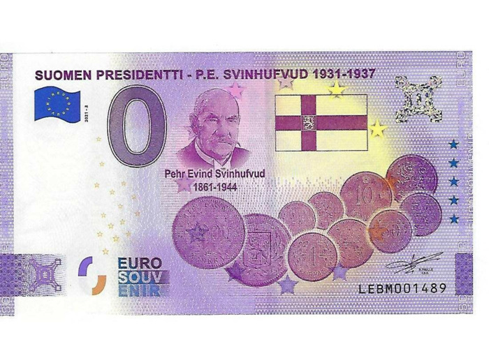 FINLANDE 2021-3 PRESIDENTTI P-E SVINHUFVUD 1931-1937 BILLET SOUVENIR 0 EURO
