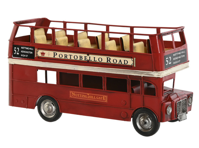 Bus décoratif en métal de style anglais - Rouge