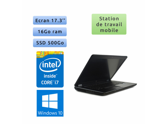 HP Zbook 17 - Windows 10 - i7 16Go 500Go SSD - 17.3 - Webcam - K3100M - Station de Travail Mobile PC