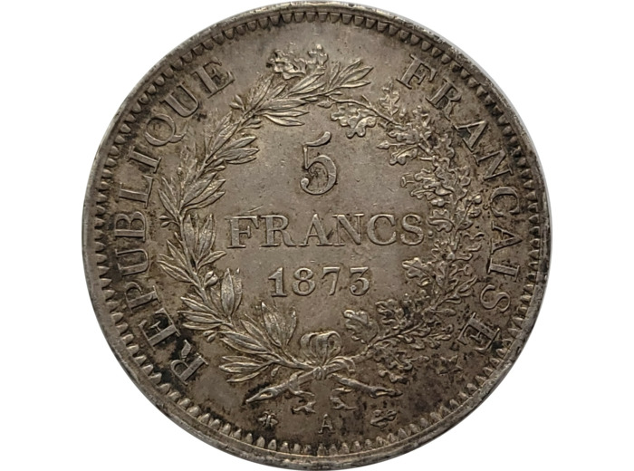 FRANCE 5 FRANCS HERCULE 1873 A (Paris) TTB+ (G745a)
