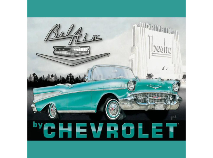 Plaque métal américaine - Chevrolet Bel Air - 31.5x40 cm.