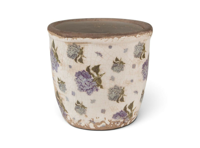 Pot de fleurs intérieur céramique beige bleu 11x11x10cm