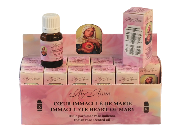 Flacon d'Huile Parfumée 10ml Cœur Immaculé Marie/Rose Indien
