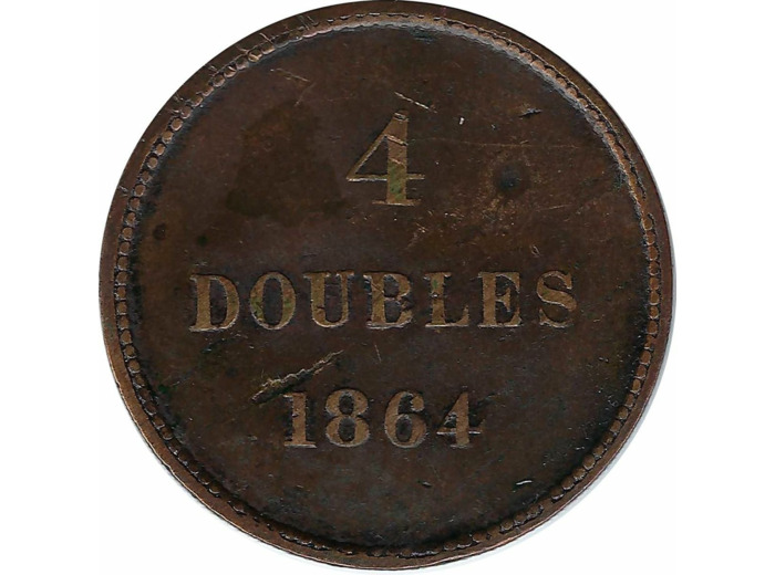 GUERNESEY 4 DOUBLES 1864 TTB