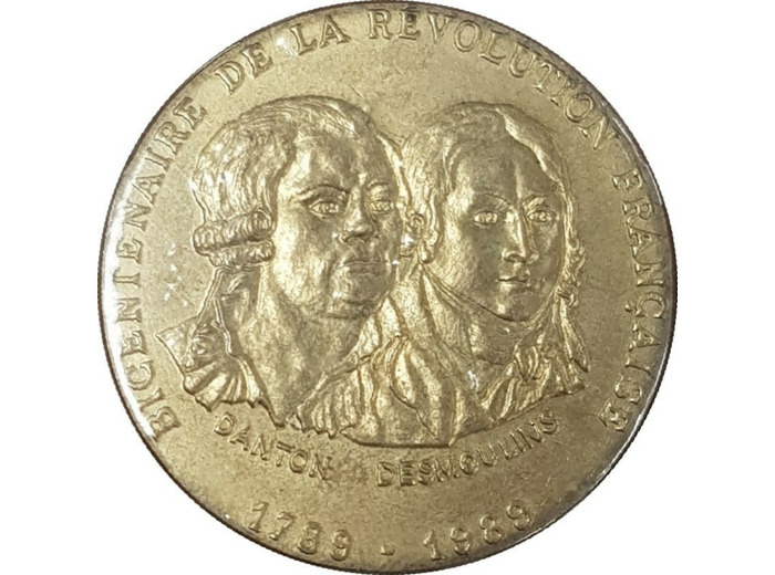MEDAILLE BICENTENAIRE DE LA REVOLUTION FRANCAISE DANTON et DESMOULINS 1989 TTB+