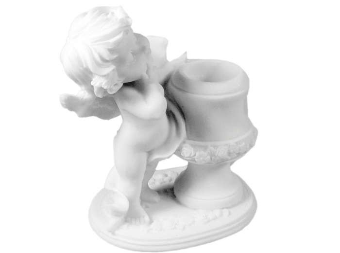 Statue en albâtre 10cm - ANGE DEBOUT Blanc