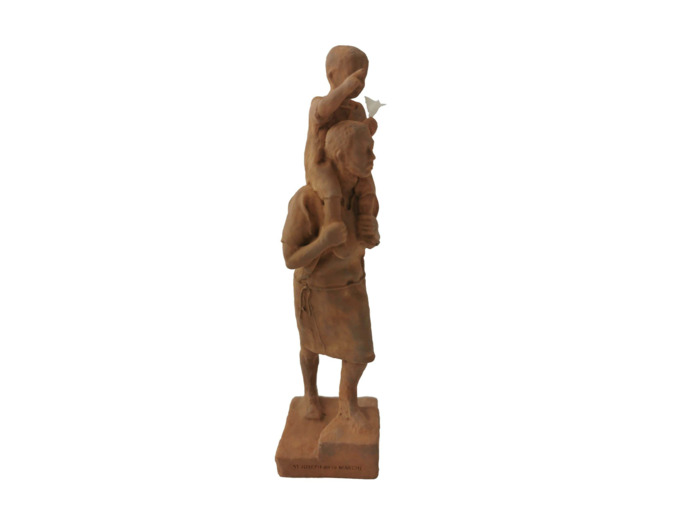 Saint Joseph De La Marche - Statue en albâtre 19cm - Couleur