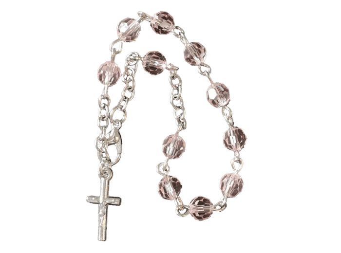 Bracelet Dizainier Perle Verre Sur Chaîne Argentée ROSE
