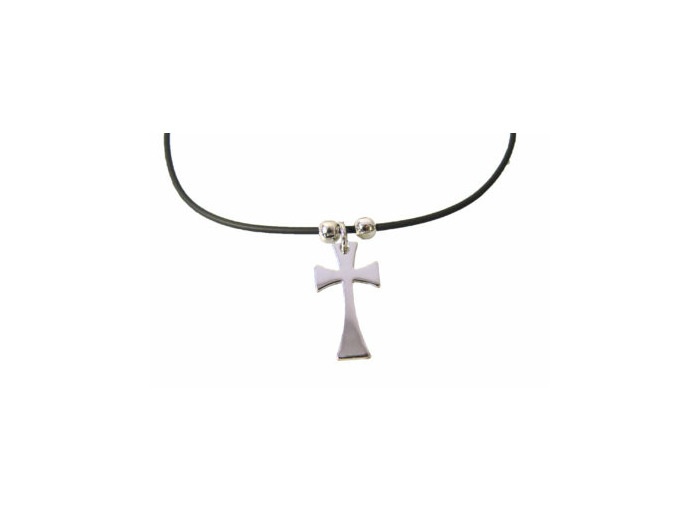 Collier Cordon + Croix en Métal 17x30