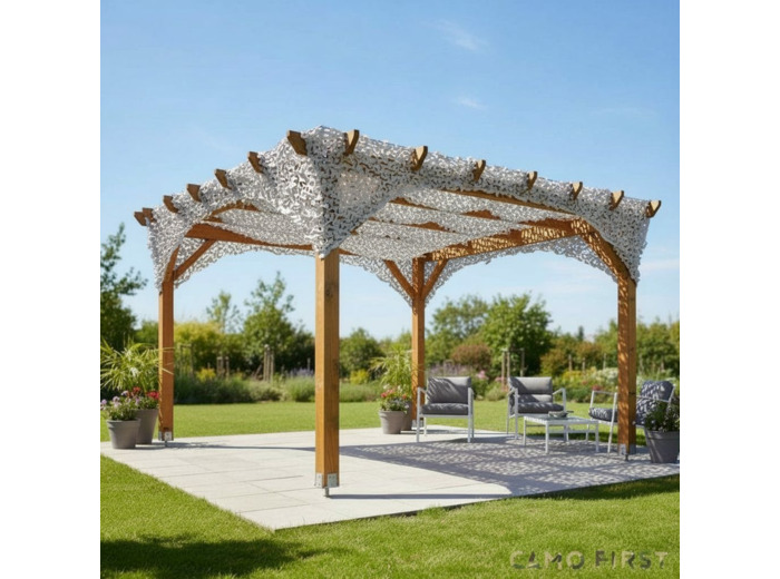 Filet de camouflage ombragé S-Cut 4x4 m blanc - Protection solaire