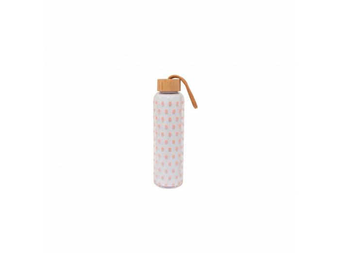 Flacon verre pois roses 550 ml sans BPA - Isabelle Rose