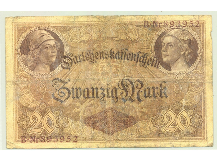 Allemagne 20 MARK  05 08 1914 Serie B.893952 TB