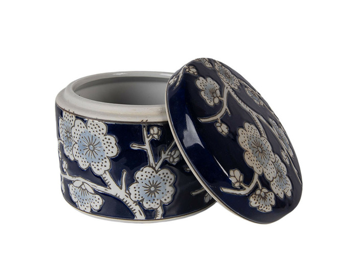 Boîte à bijoux céramique bleu 10x10x12cm